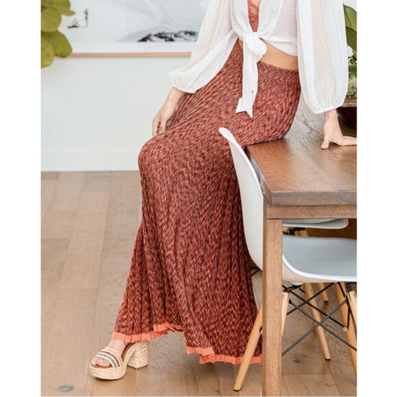 Free People Gold Coast Knit Maxi Skirt Sz L - Picture 3 of 11